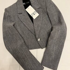 Zara Charcoal Women's Cropped Blazer